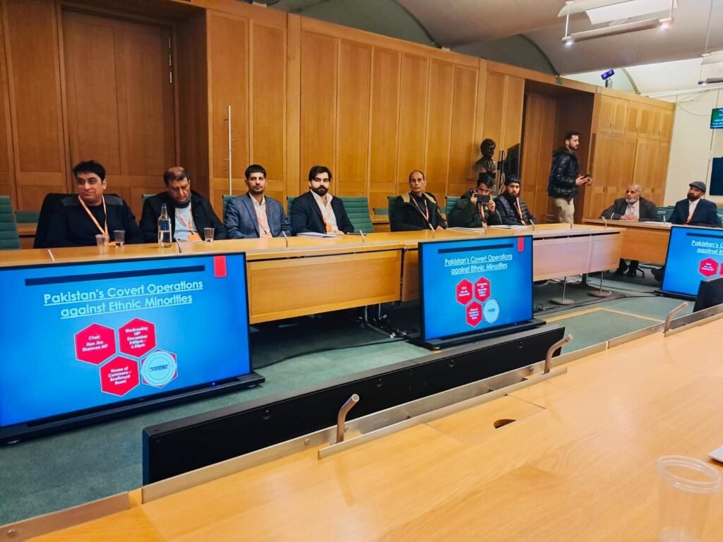 A significant briefing session was held at the UK Parliament, hosted by Jim Shannon MP and Julie Jones, focusing on Pakistan’s covert operations against ethnic minorities.