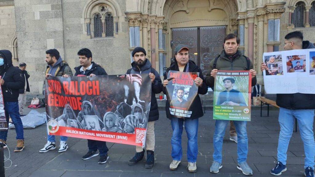 The central spokesperson of Baloch National Movement (BNM) said that, on February 8, 2025, the BNM Germany Chapter, North Rhine-Westphalia (NRW) unit organized a protest at Löhr Rondell in Koblenz to raise awareness about the ongoing genocide and human rights abuses in Balochistan by the Pakistani state. The demonstration shed light on enforced disappearances, extrajudicial killings, and the exploitation of Balochistan’s resources. Activists and supporters of BNM gathered to demand justice for the victims of state oppression. BNM Germany urged the international community to take action against Pakistan’s atrocities and stand in solidarity with the Baloch people.