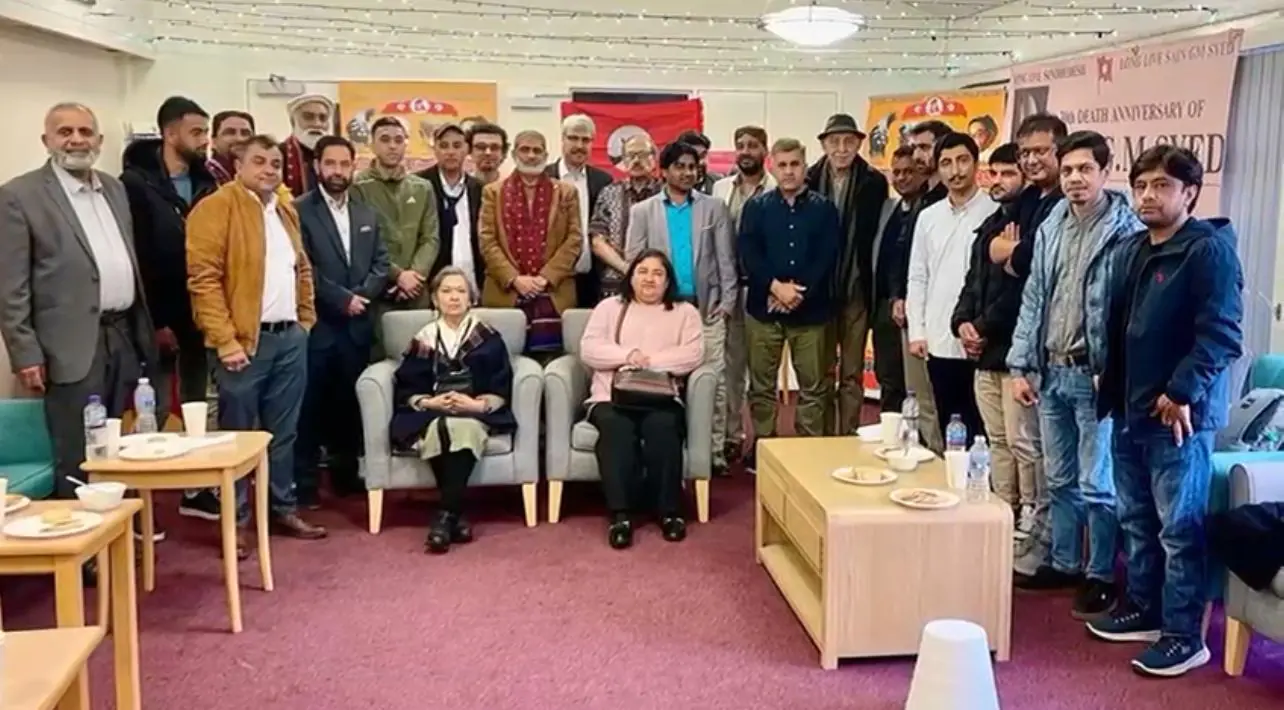 On Saturday, 26th April 2025, the Jeay Sindh Freedom Movement (JSFM) organized a grand and respectful event in London to commemorate the 30th death anniversary of Sain G.M. Syed, the great leader, thinker, and philosopher of the Sindhi independence movement. The event was attended by numerous political and social representatives from various circles based in London.