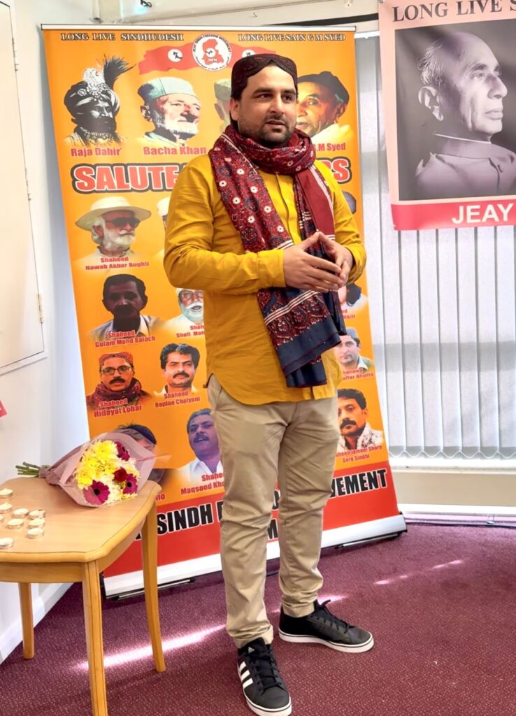 The proceedings were conducted by poet, writer, lawyer, and follower of G.M. Syed’s philosophy, Mansoor Hub.