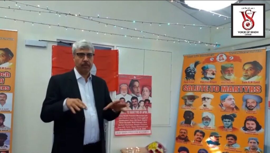 On Saturday, 26th April 2025, the Jeay Sindh Freedom Movement (JSFM) organized a grand and respectful event in London to commemorate the 30th death anniversary of Sain G.M. Syed, the great leader, thinker, and philosopher of the Sindhi independence movement. The event was attended by numerous political and social representatives from various circles based in London.